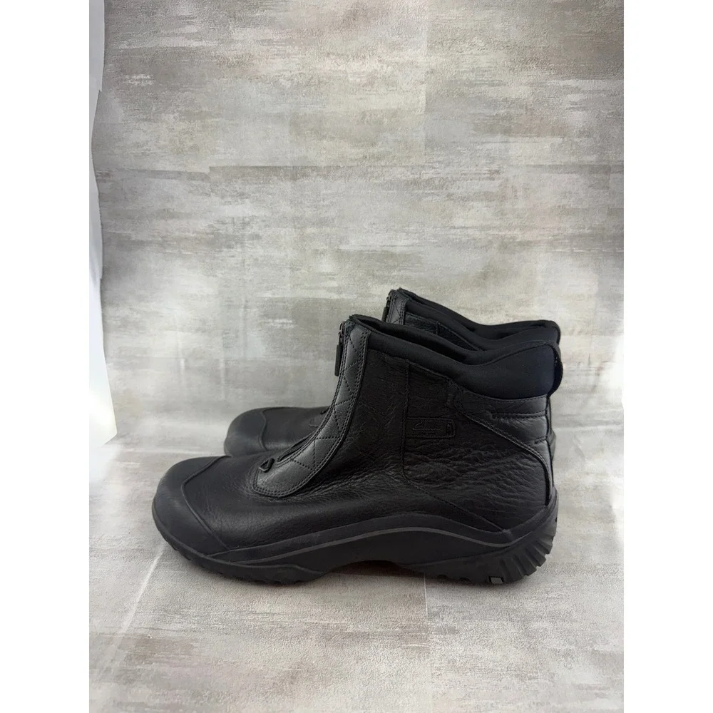 Clarks Men Sz 11M Black Leather Front Zip Waterproof Ankle Boots 85228